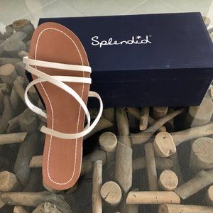 SPLENDID MIA Eggshell Leather Flat Sandals